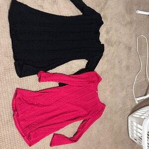 Women's Black and Pink Sweater Set